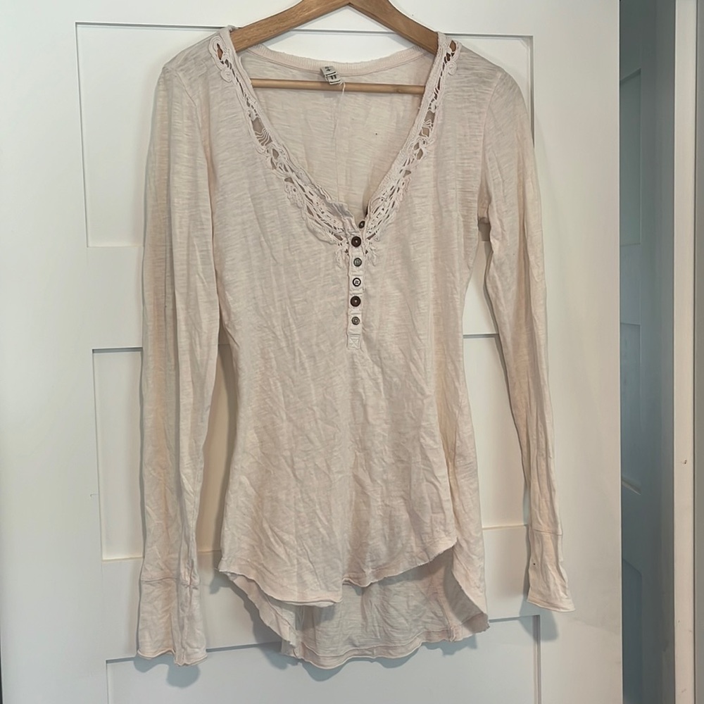 FREE PEOPLE BOHO Button Long Sleeve Top